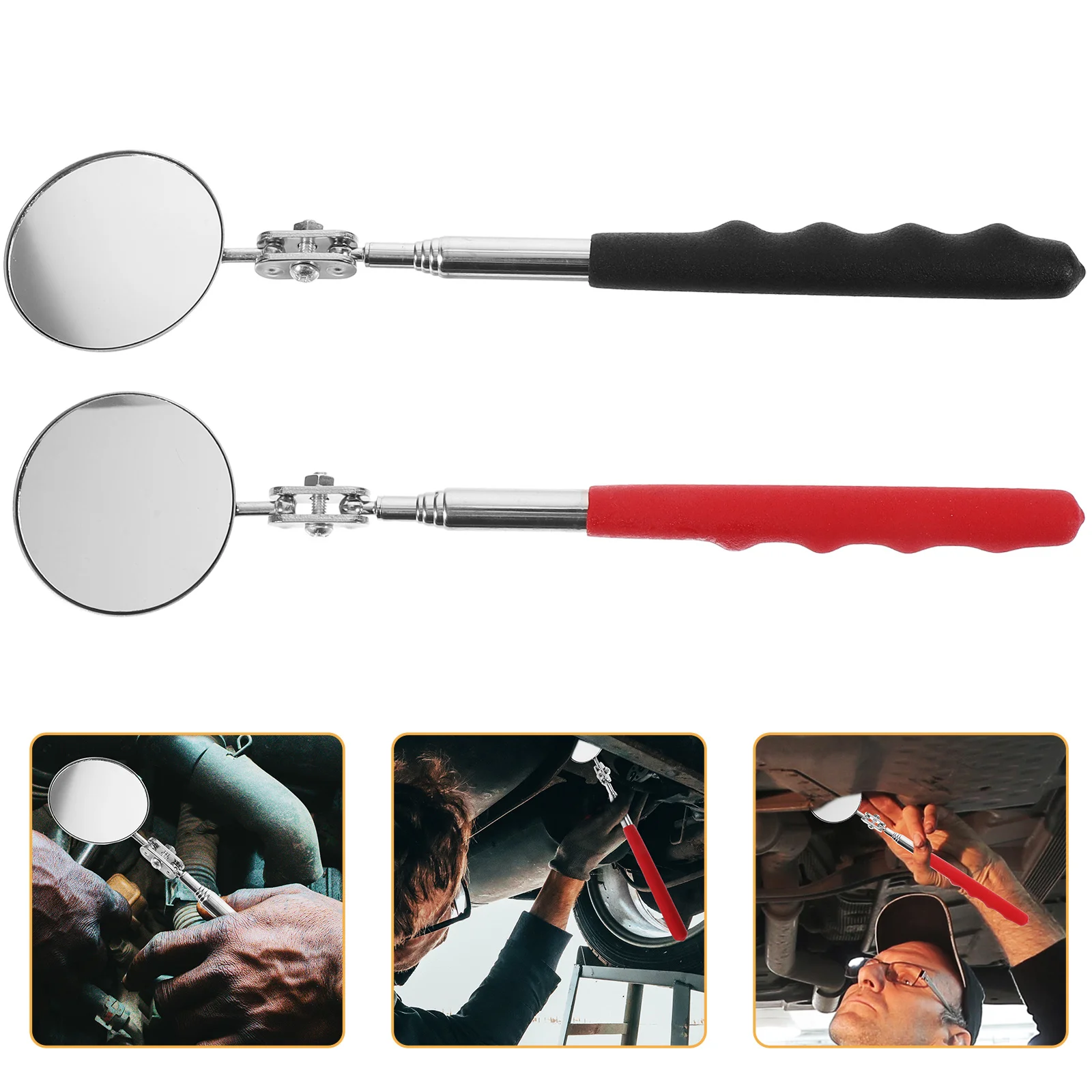 2Pcs Welding Chassis Inspection Mirror for Cars Foldable Telescopic Design Automotive Maintenance Reflective Tool Sturdy Glass
