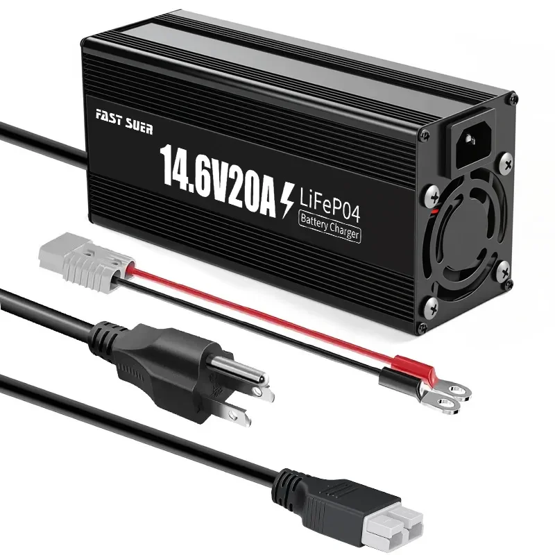 14.6V 20A LiFePO4 Battery Charger 12.6V Lithium Iron Phosphate Ternary High Power Fast Charging for Car RV Boat Solar System