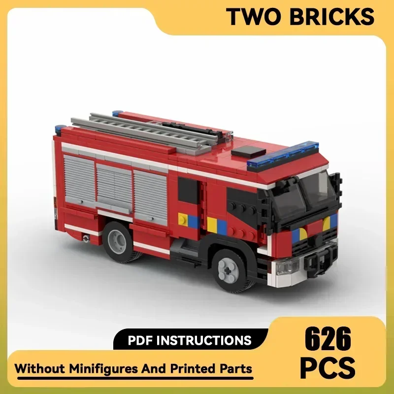 City Car Model Moc Building Bricks Belgian Fire Truck Engine Technology Modular Blocks Gifts Christmas Toys DIY Sets Assembly