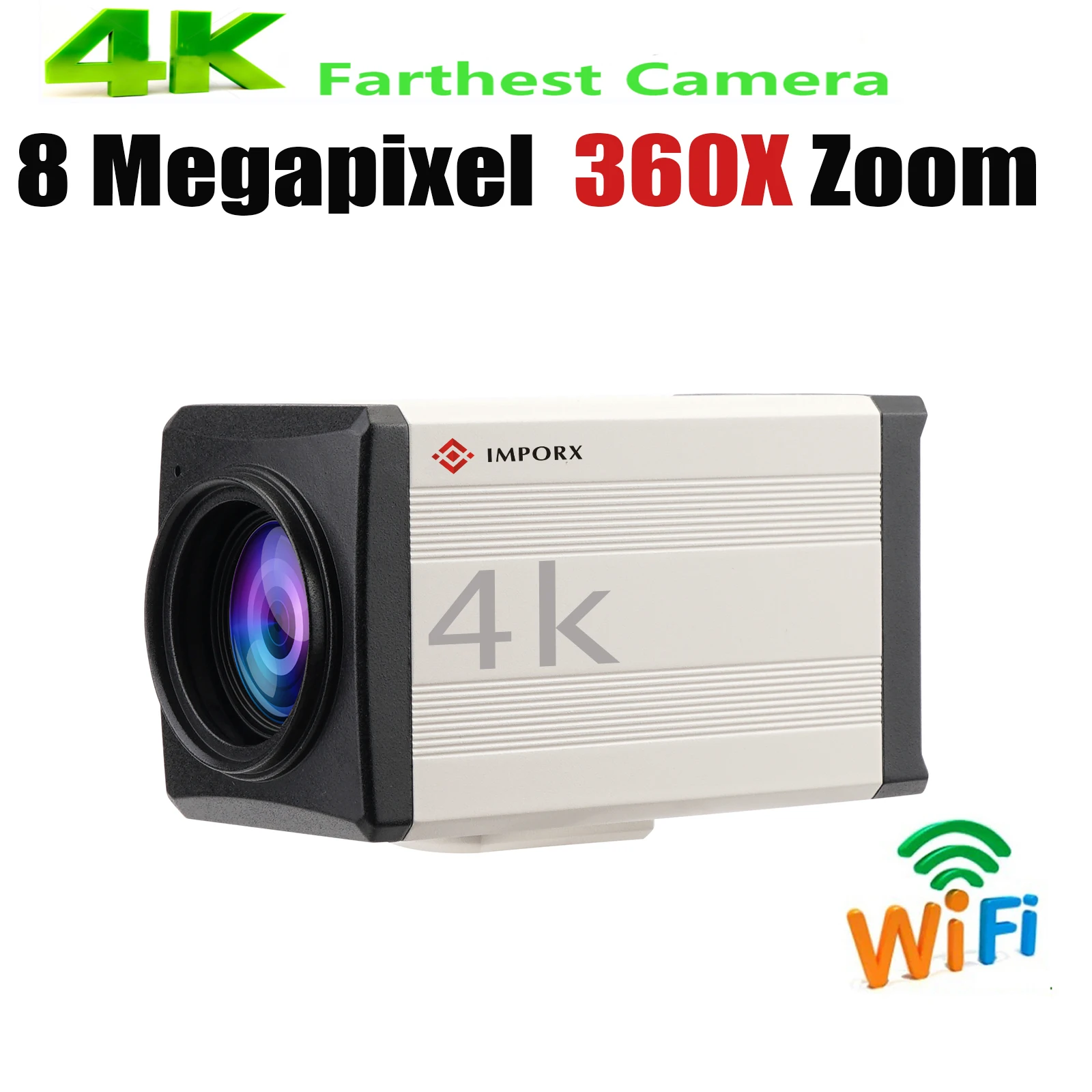 

4K 8MP 360X Zoom Wifi Wireless IP Camera Auto IRIS P2P ONVIF IMX415 Support SD 256GB IP Camera