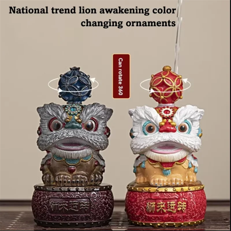 Resin Art Table - Kreative Farbwechsel Löwe Figur Dekoration chinesische