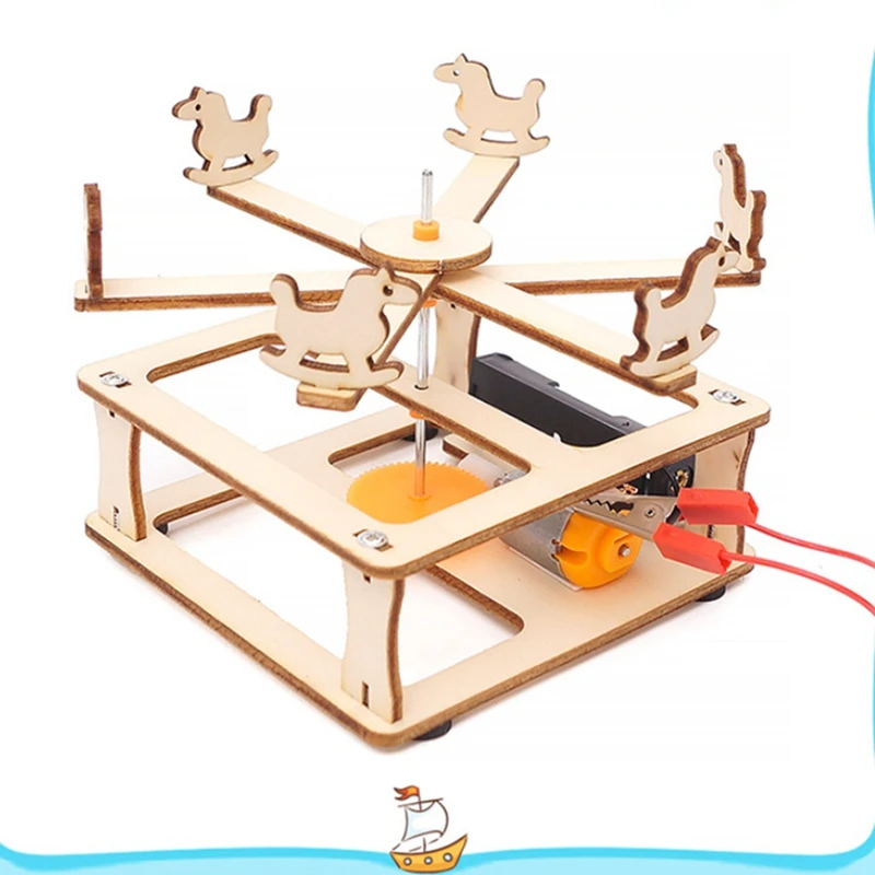 Carousel DIY Science Set Wooden Puzzle Craft Technology Experiment Kit For Students Children Gift Durable Easy To Use