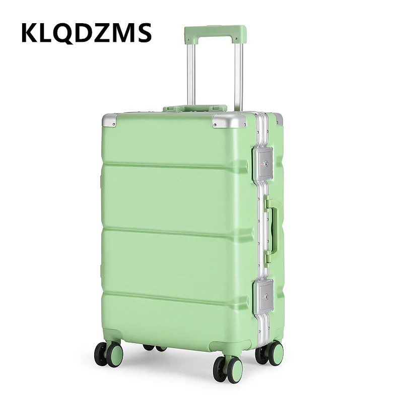 KLQDZMS 20 "22" 24 "26" 28 pulgadas equipaje de cabina marco de aluminio cubierta de carrito de gran capacidad caja de embarque de PC para hombres maleta rodante