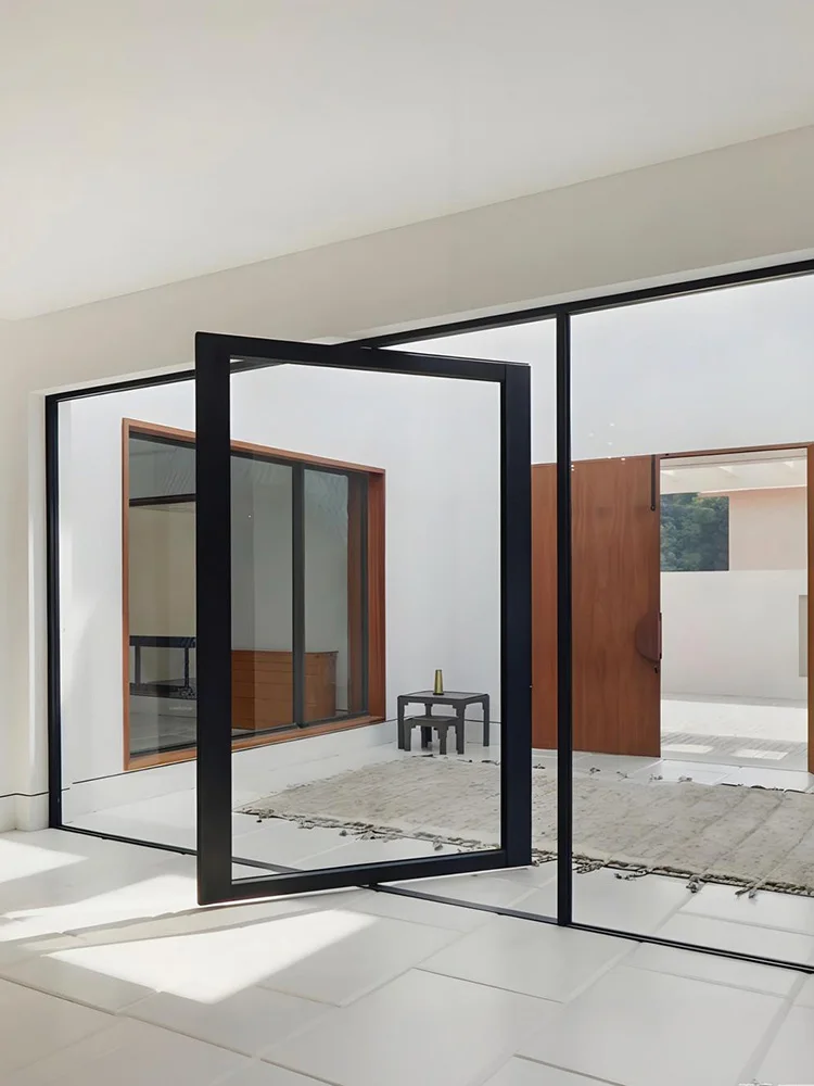 Entrance Pivot Door With Smart Lock Patio Exterior Interior Main Front Center Doors Aluminum Double Glaszed Home Office Custom