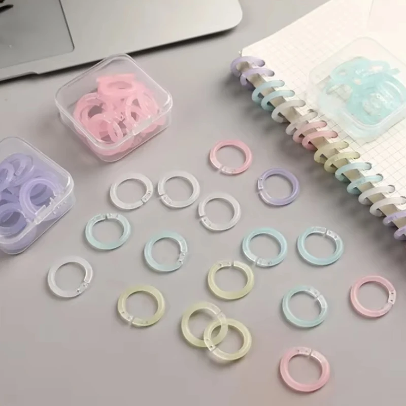 20Pcs/box Color Translucent Plastic Binder Ring Coil Notebook Photocard Collection Book Album DIY Loose Leaf Binder Clip Rings