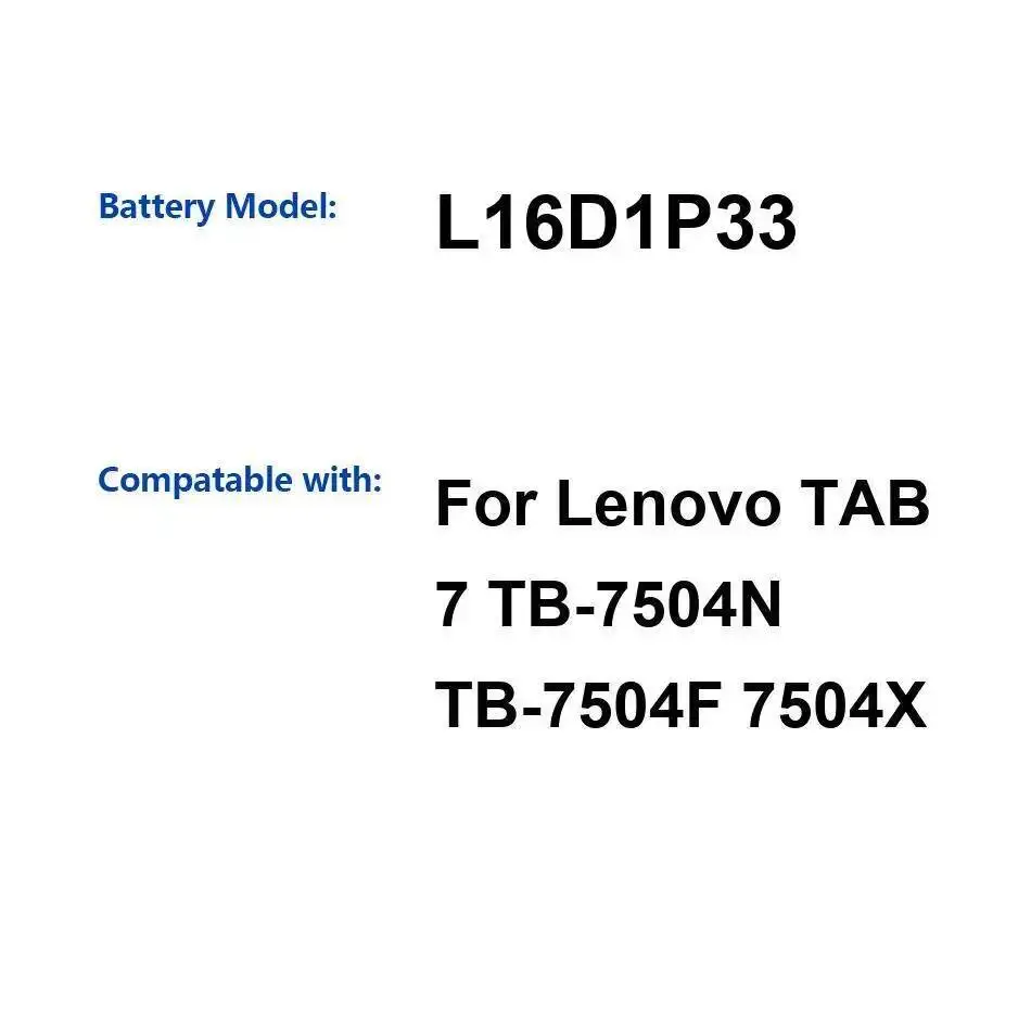 

Высокоэффективный аккумулятор для планшета, надежный источник питания для Lenovo Tab 7 TB-7504N TB-7504F 7504X L16D1P33 3500 мАч