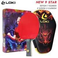 Raqueta de tenis de mesa LOKI de 9 estrellas, nuevo palo de paleta de Ping Pong profesional, goma adhesiva RXTON 7, 5 hojas de carbono de madera y 2
