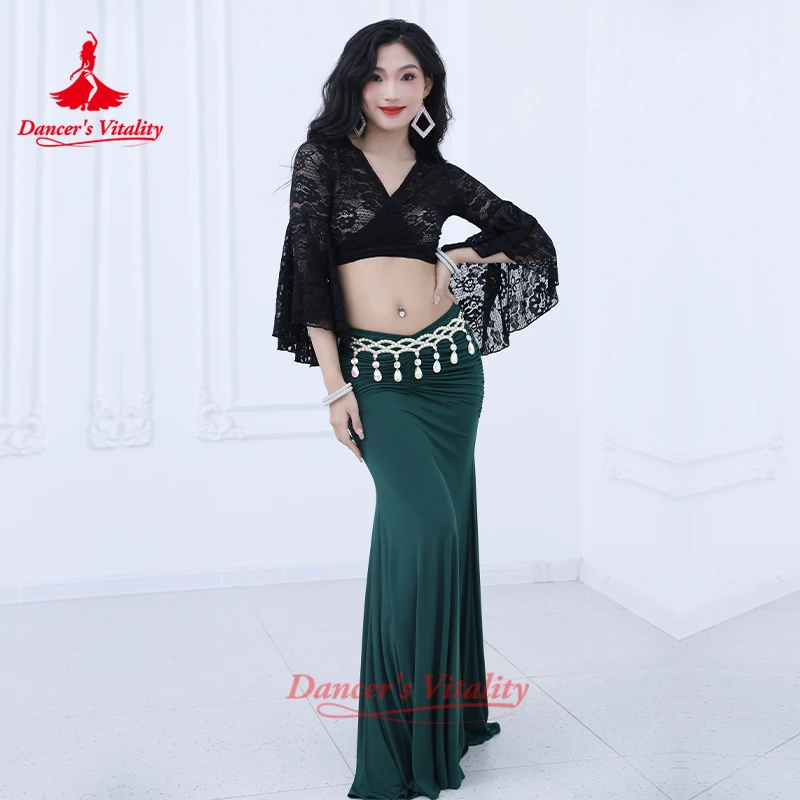

BellyDance Costume for Women Sexy Lace Top+Fishtail Long Skirt 2pcs Adult Oriental Dancing Practice Clothes Dancer's Vitality