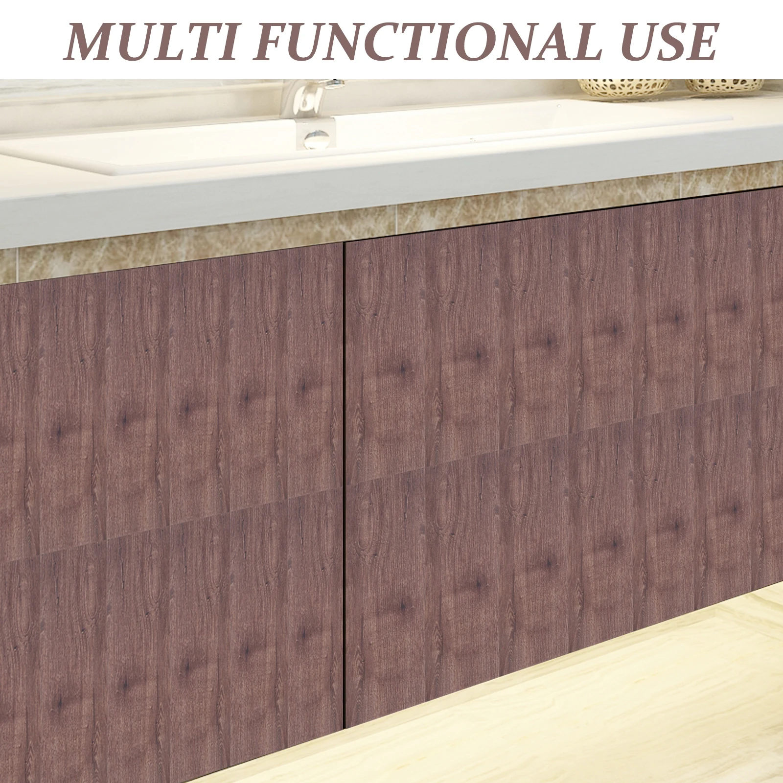 

32PCS Wood Grain Peel and Stick Wall Tiles PVC Adhesive Flooring Stickers for Bathroom Kitchen and Living Room Renovation
