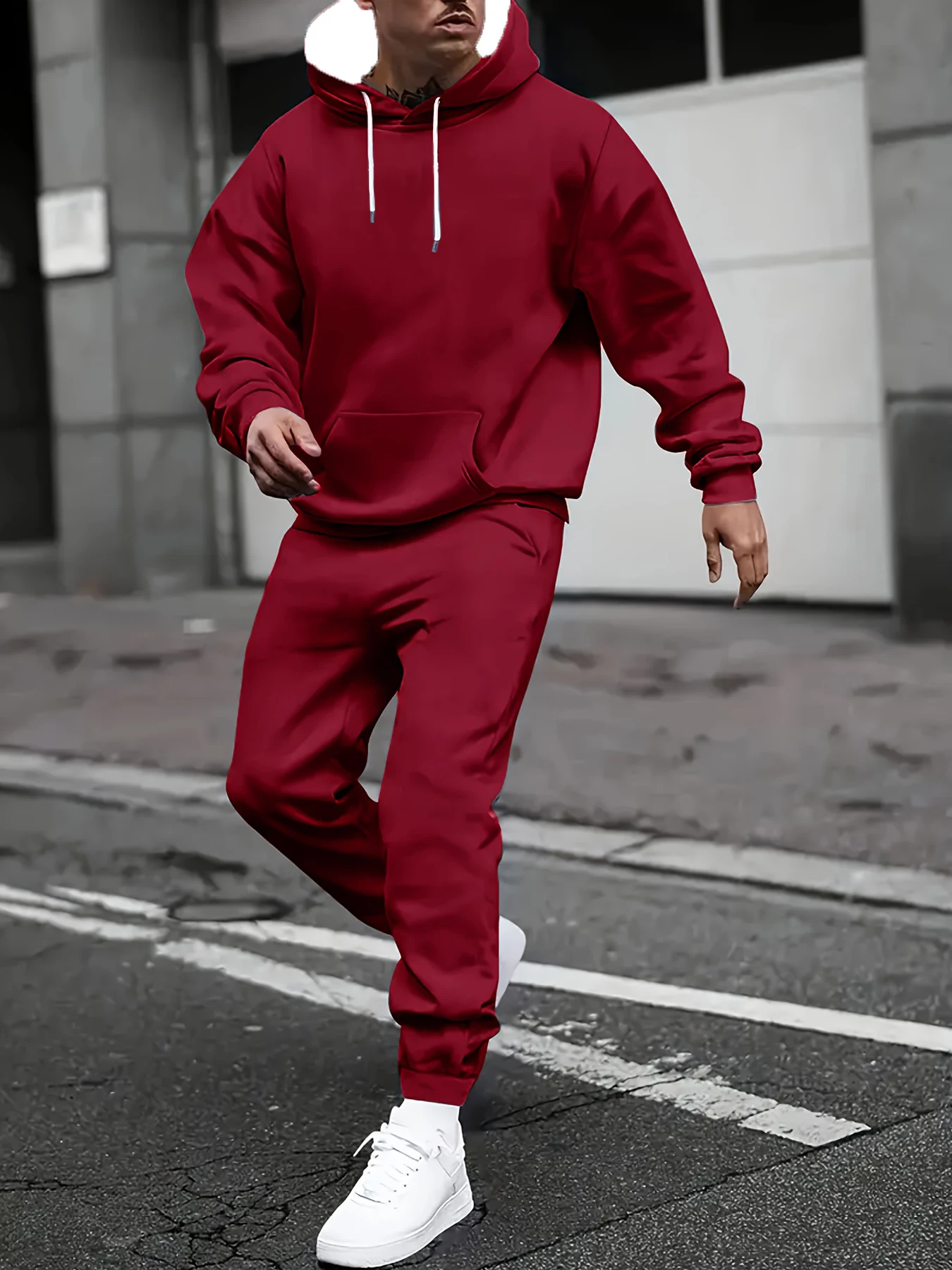 

Autumn and Winter Men's Hoodie Set Men Sports and Leisure Hoodie Set Solid Color 3D Hoodie Set Quick Drying and Breathable