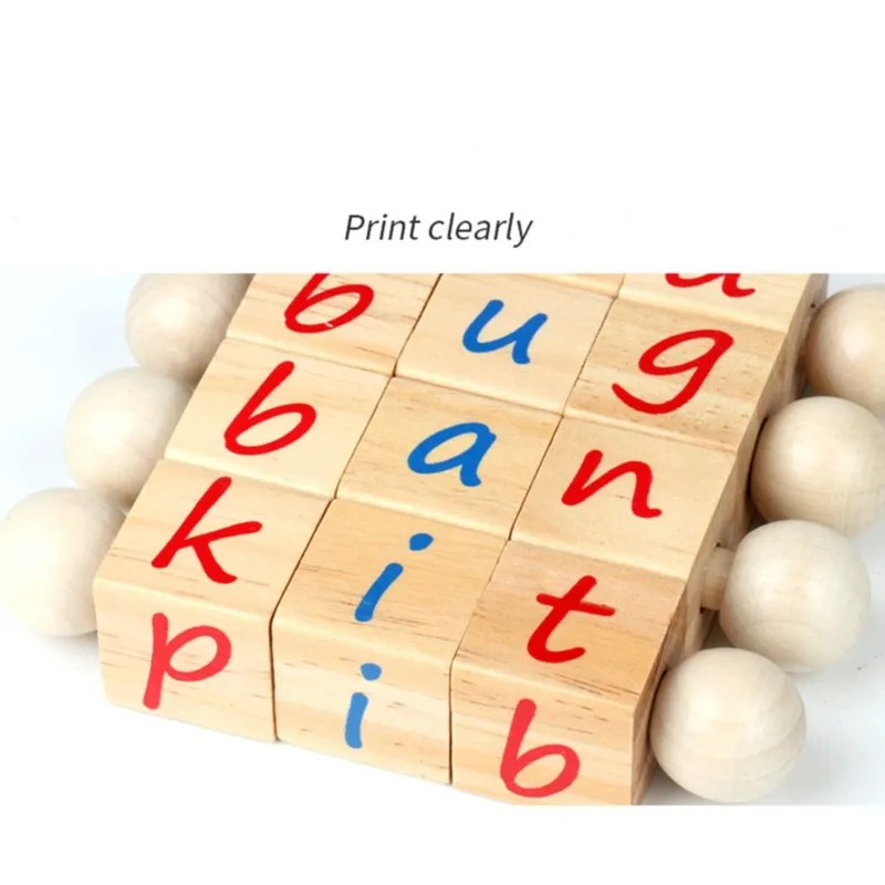 

A Wooden For Young Children Teaching Tool, 1Set Reading Blocks+ Cards For Early Word Recognition And Reading Exercises