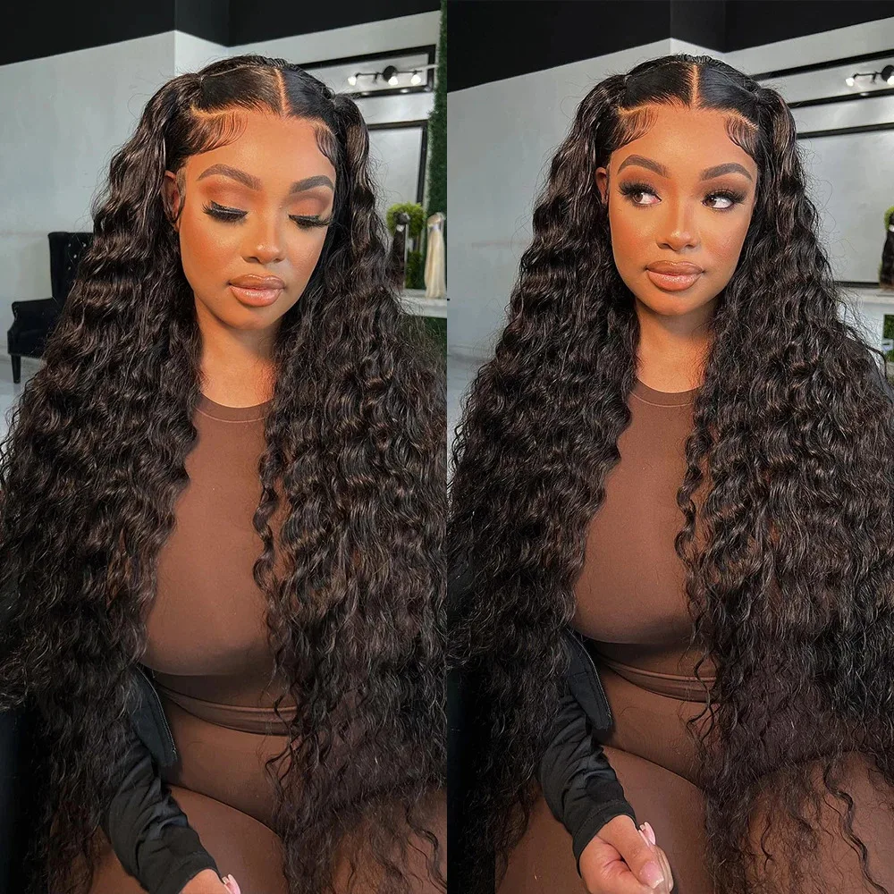 34inch Brazilian Water Wave Lace Front Wig 13x4 13x6 HD Lace Frontal Wigs 100% Human Hair Wigs Deep Curly Wave Lace Front Wig