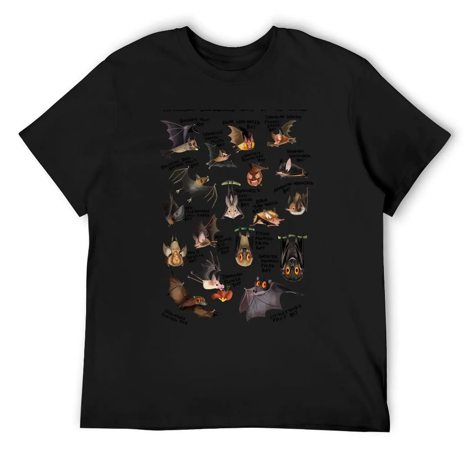 

Critically Endangered Bats of the World T-Shirt customs graphic t shirt vintage funny shirt cotton mens vintage t shirts