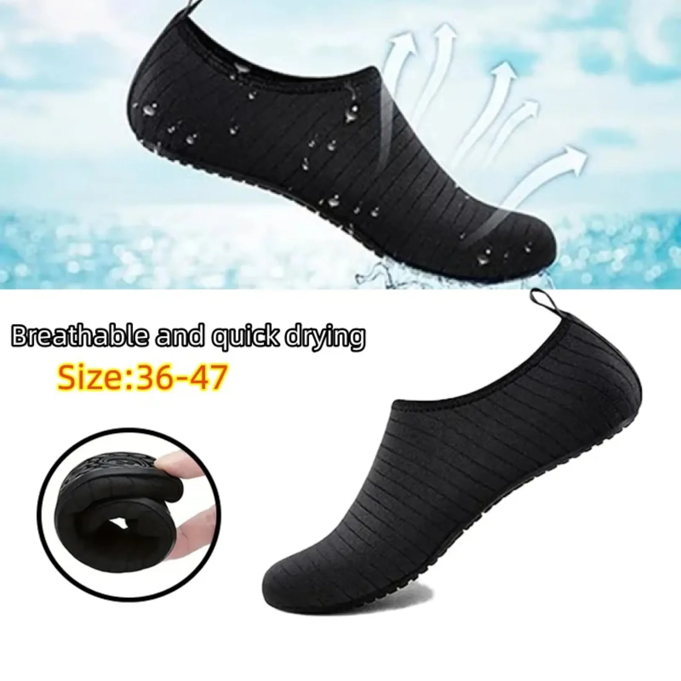 

Новинка 2024, пляжная обувь для воды, унисекс, пляжные быстросохнущие дышащие тапочки для плавания, летние нескользящие повседневные спортивные водные кроссовки