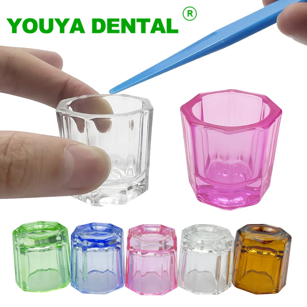 2pcs Dental Mixing Cup Bowls High Quality Glass Dish Household Octagonal Cups Dentistry Lab Liquid Powder Holder Container Tools