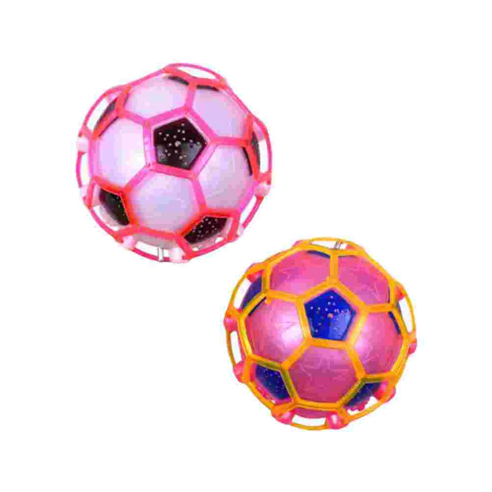 2 Pcs Glowing Football Bouncy Mini Luminous Child Toy Jumping Electric Soccer Light