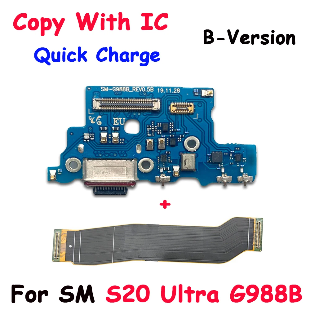 USB Fast Charging Charger Main Motherboard Flex Cable For Samsung S20 Plus Ultra G986B G988B Dock Connector Board Microphone