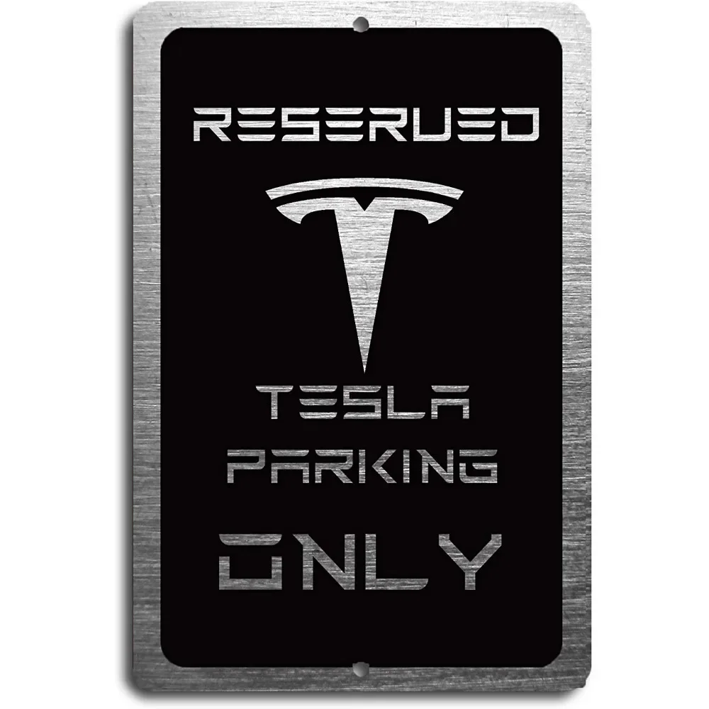 Voss Collectables Tesla Car Reserved Parking only Aluminum Sign with All Weather UV Protective