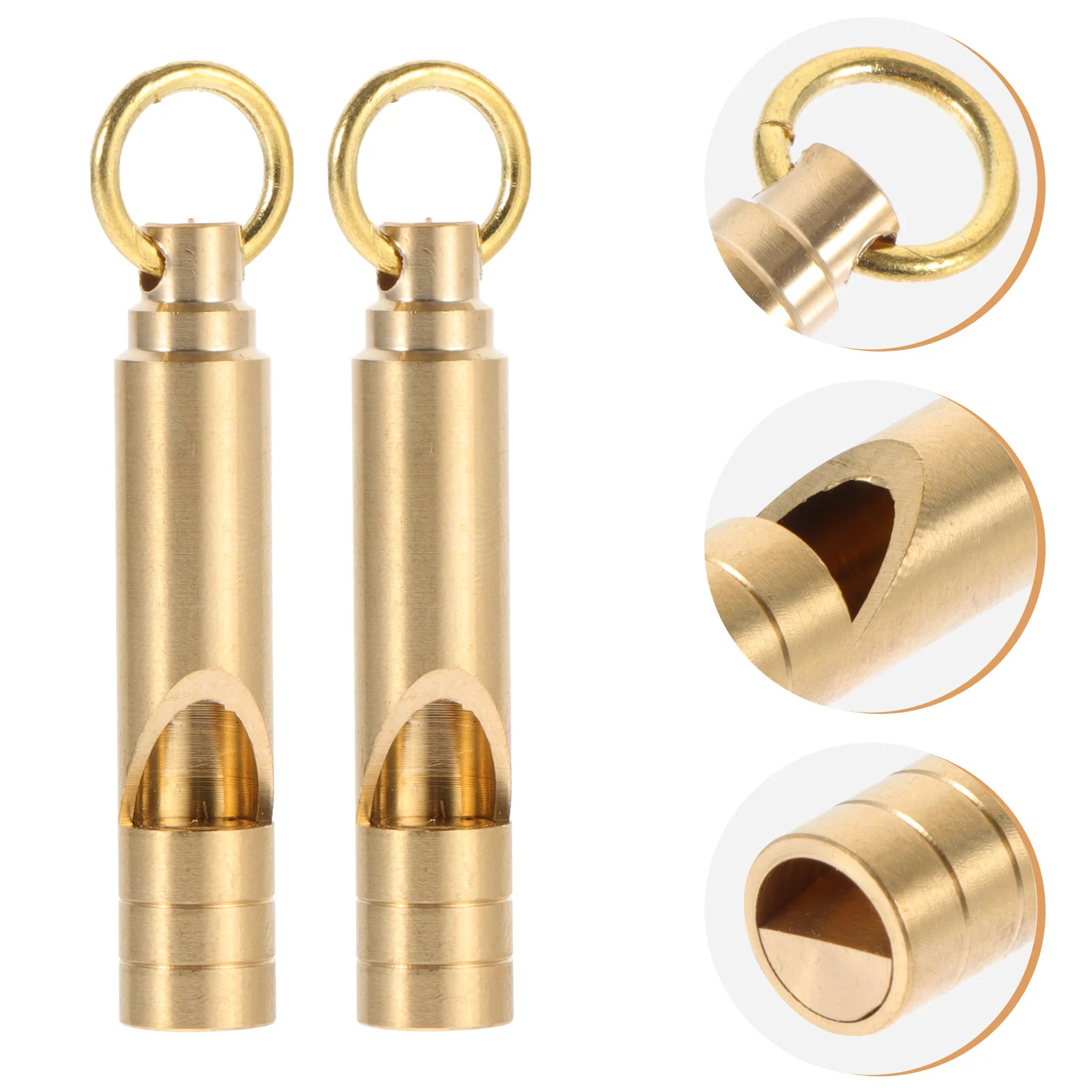2 Pcs Vintage Brass Whistle of The Lid Outdoor Retro Survival Manual Accessory Pendant Portable