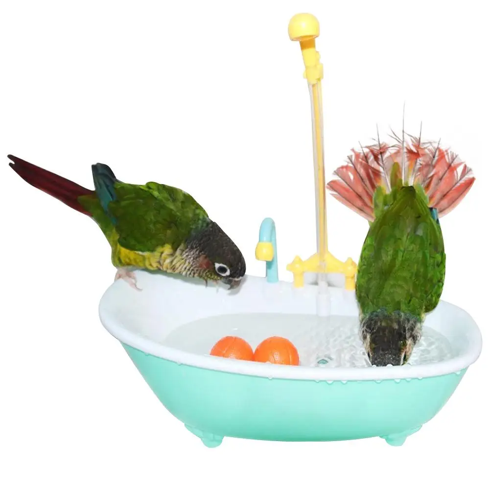 Parrot Automatic Bathtub Toy with Faucet Realistic Washing Parakeets Budgie Cockatiel Conure Parrot Bath Box Bird Supplies