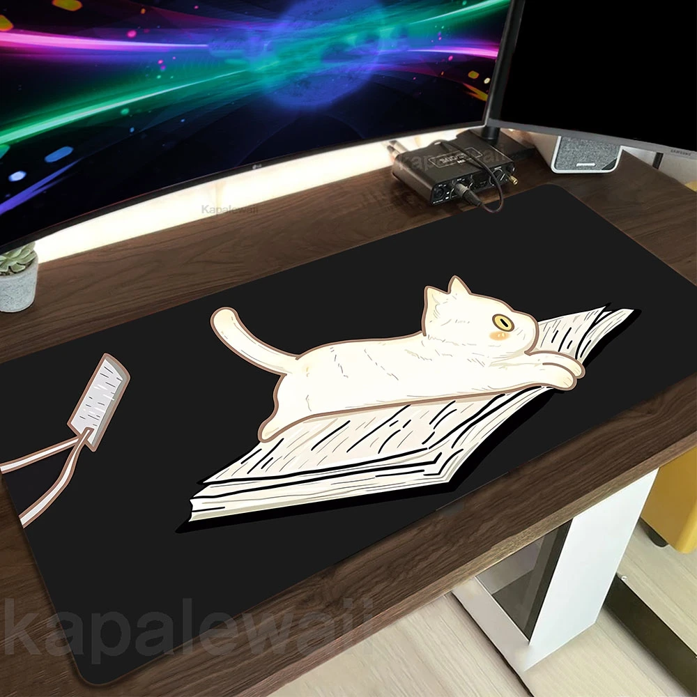 

Kawaii Cute Cat Gamer Mousepad Large Mouse Pad Locking Edge Mouse Mat Gaming Accessories Keyboard Pads 900x400mm Desk Mat