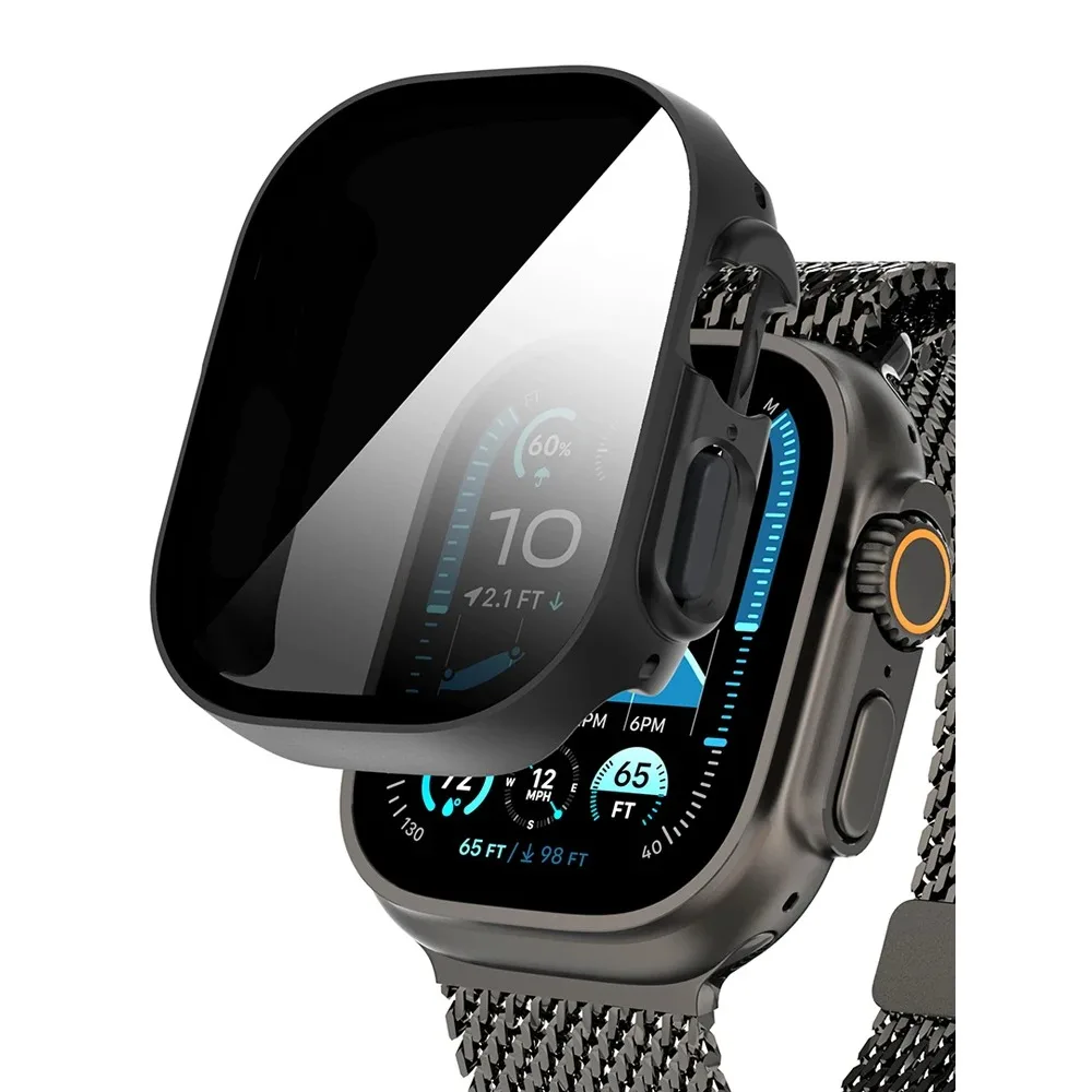 Anti Spy Matte PC Bumper Case With Tempered Glass For Apple Watch Ultra 3 2 1 49mm Anti Fingerprint Slim Protective Cover Unisex