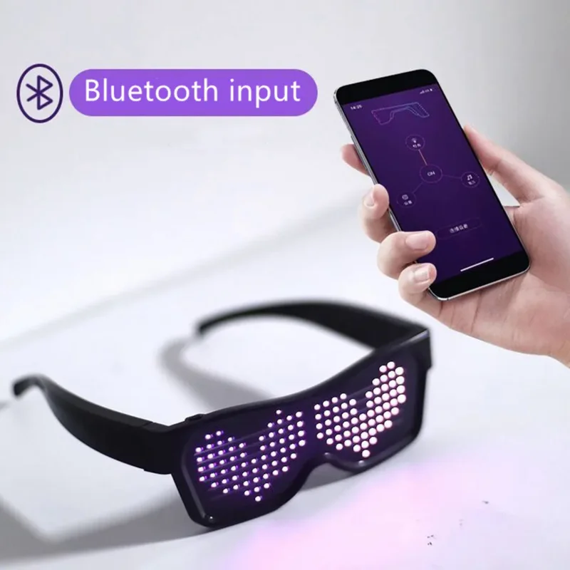 USB Charging Multicolor Party LED Glasses Disco Wine Bar Dynamic Flashing LED Glasses, Raves Bluetooth APP Customizable Light Up