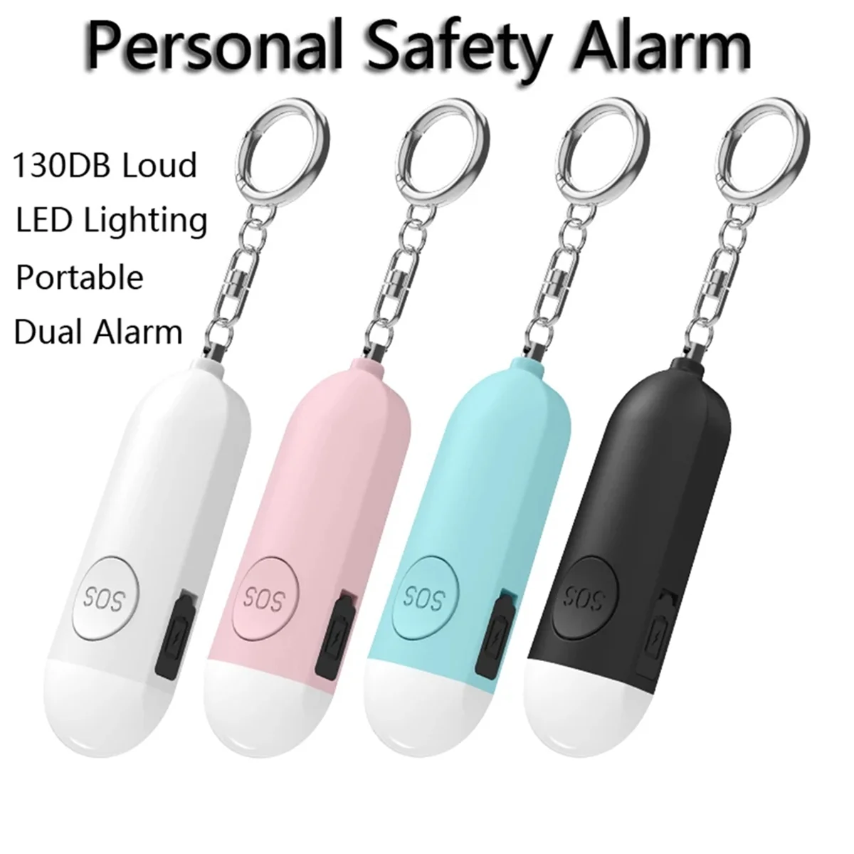 Alarm Anti-Wolf Girl Child Women Security Protect Alert Personal Safety Scream Loud Emergency Alarm Keychain Black