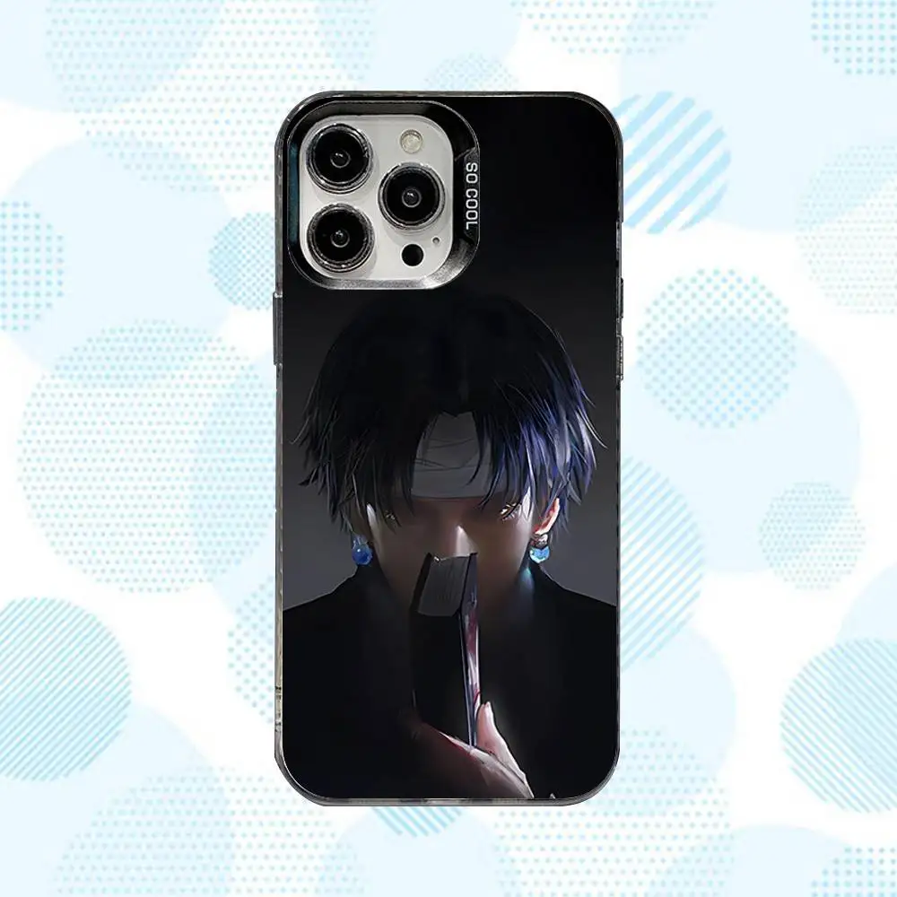 حافظة هاتف C-Chrollo Anime L-Lucilfer لهاتف iPhone 16,15,14,13,12,11,Mini,Pro,SE,MAX غطاء أبيض غير لامع مقاوم للصدمات