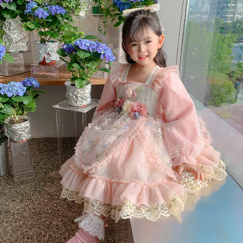 Baby Girl Spring Autum Vintage Spanish Ball Gown Princess Lolita Dress for Children Girl Christmas Birthday Dress