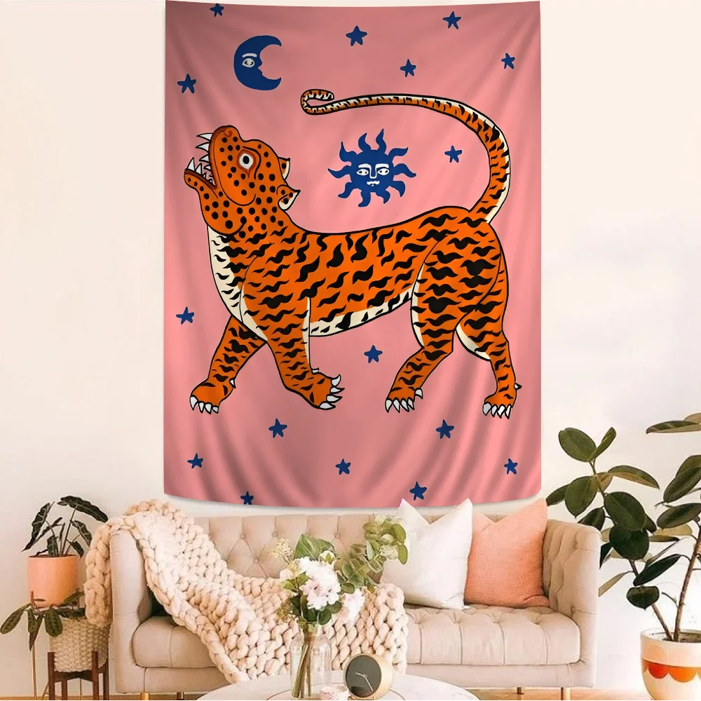 

Tiger Art Print DIY Wall Tapestry Hanging Tarot Hippie Wall Rugs Dorm INS Home Decor