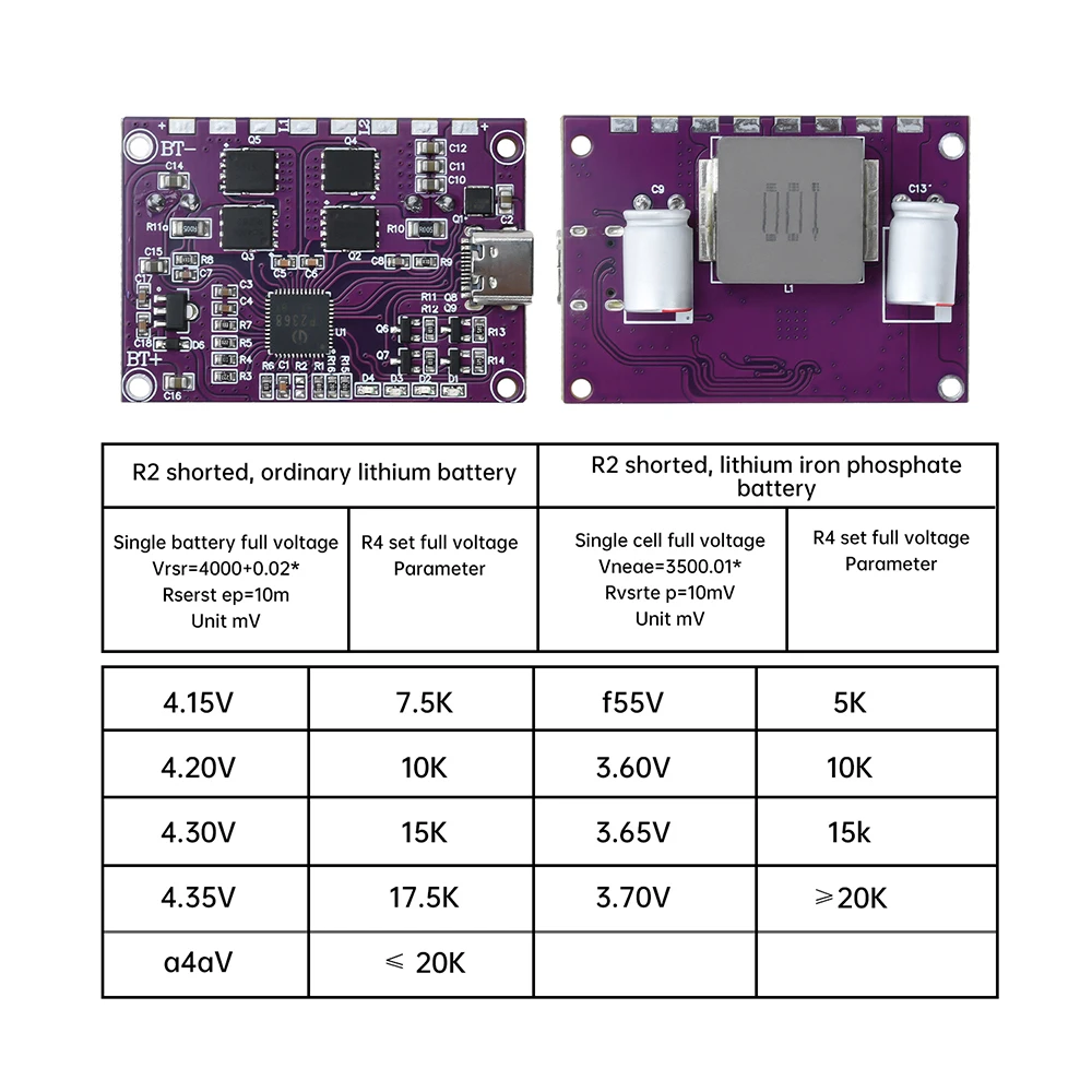 100W Schnelllademodul mit Buck-Boost-Funktion und Typ-C-Schnittstelle für 3-6S Lithiumbatterien, Hochleistungs-Beidrichtungs-Ladeplatine IP2368 – Detail 8