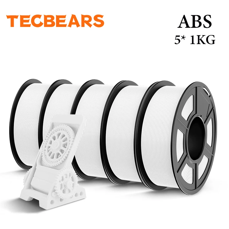 TECBEARS 3D-Filament 1,75mm PLA/PLA+/PETG/HSMPETG/ABS 5KG Sauber Gewickelt Schwarz/Weiß/Grau FDM 3D-Drucker Materialien DIY Geschenk