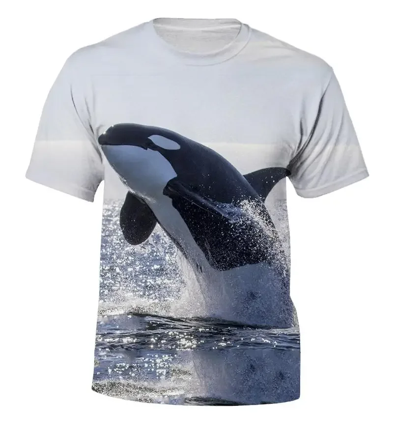 Summer Fashion Men Women Children Short-sleeved Casual Ocean Orca 3d Printing Fashion Street Wind Breathable Light T-shirt