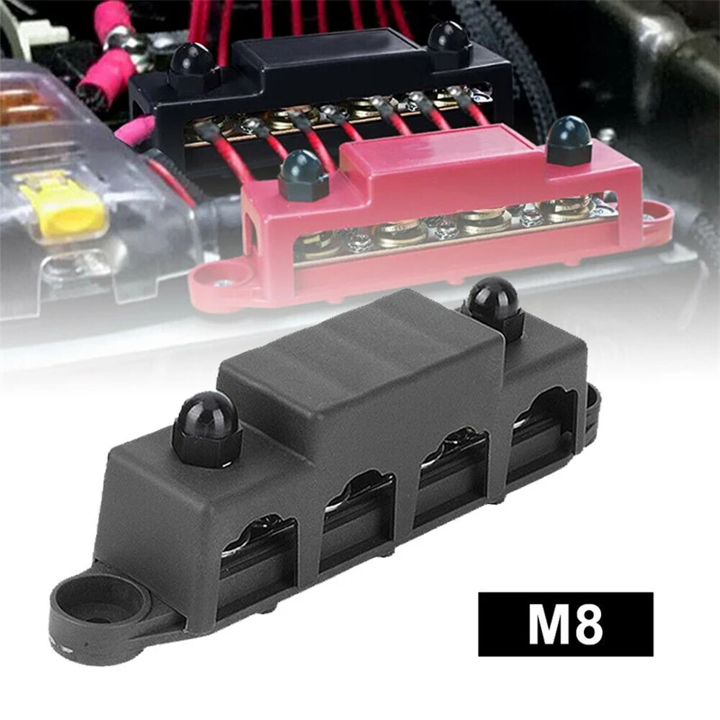 

Car Terminal Block Power Distribution Block M8 3/8" 4 Stud Bus Bar Electrical Terminal Block for Caravan Truck Boat Camper RV