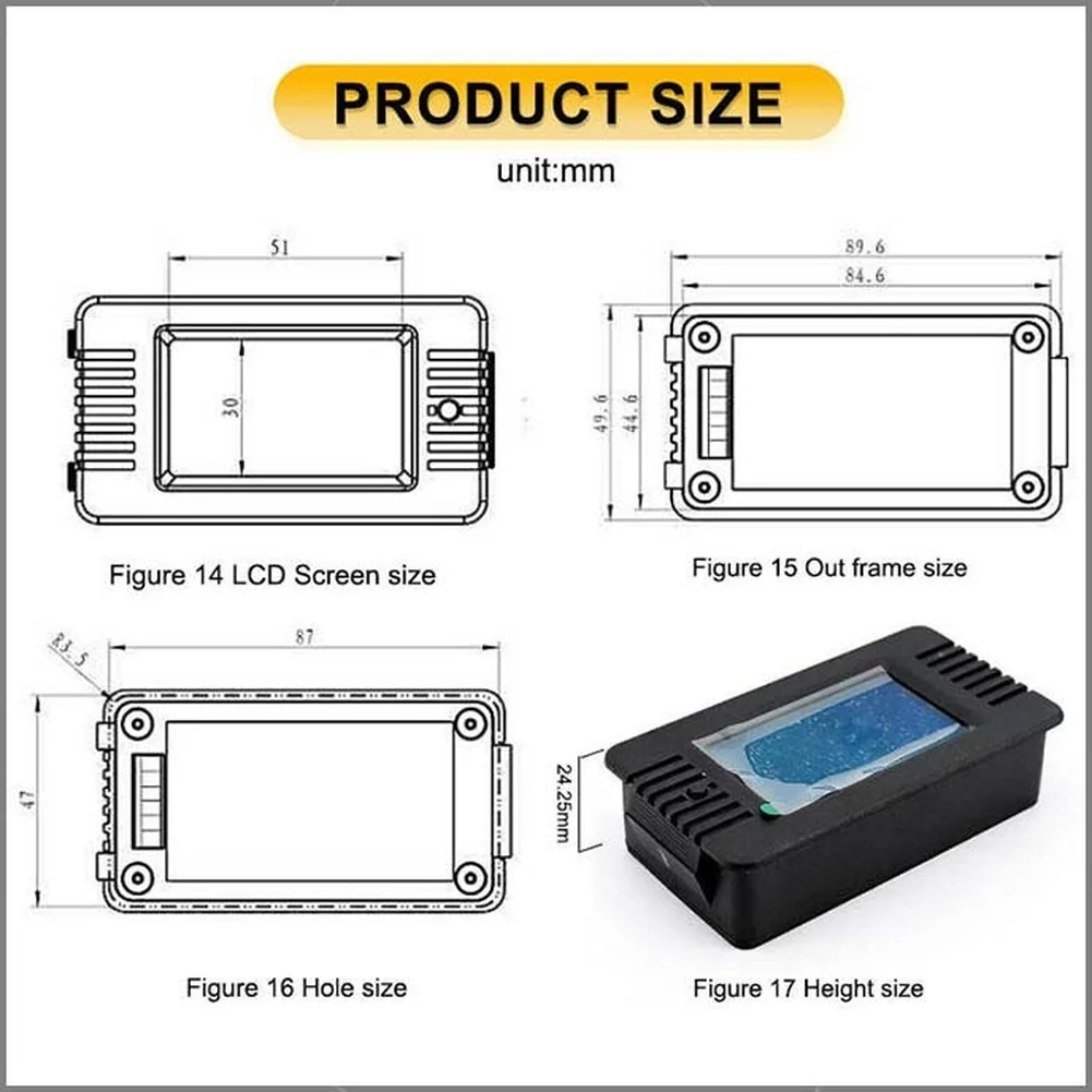 As Shown In The Figure Car Battery Tester Easy Setup Battery Capacity Gauge Battery Capacity Monitor 0-200V Wide Voltage Range
