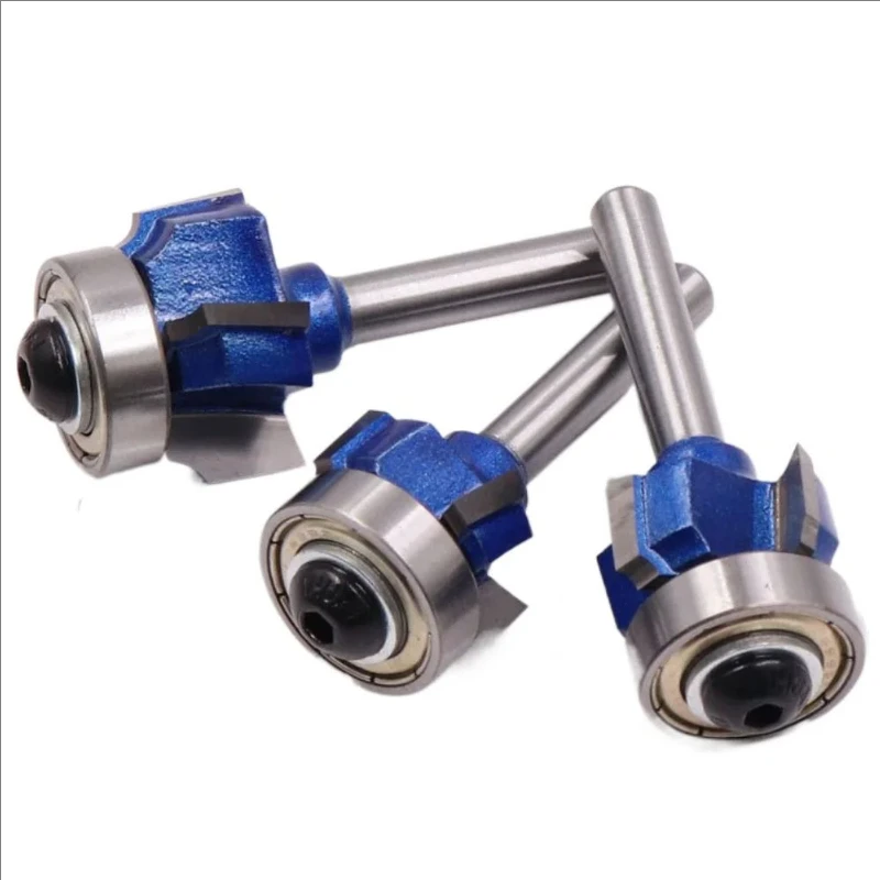 6.35mm 1/4 Shank Round Router Bit R1 R2 R3 4 Corner Woodworking Milling Cutter Trim Knife Edge Alloy Steel Classical Cutter Bit