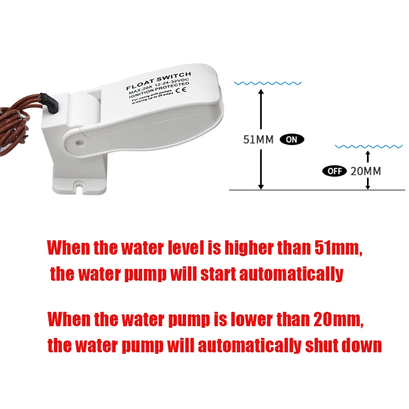 Pompa Lambung Kapal DC 12V/24V 350-1100GPH Pompa Air Elektrik untuk Kapal Amfibi Motor Rumah Perahu Rumah Aksesoris Pompa Air Marin