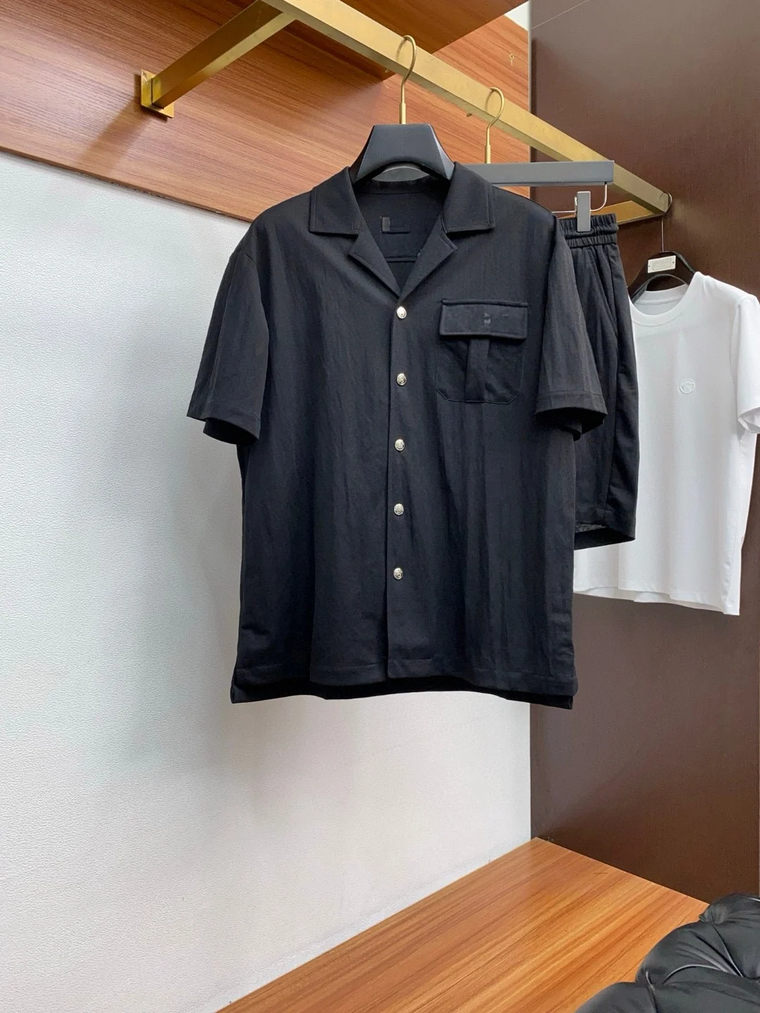 

Italian European and American LP old money wind light luxury 25 summer cotton and linen shirt five-point shorts casual suit