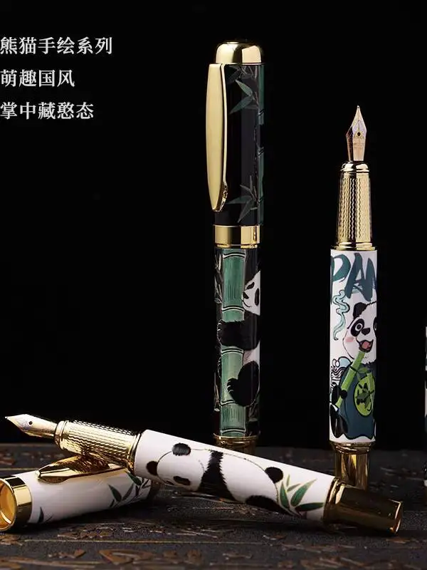 New-style Ceramic Fountain Pen With Cartoon Panda Design, Thick Pen Barrel, Heavy Feel, Suitable For Adults