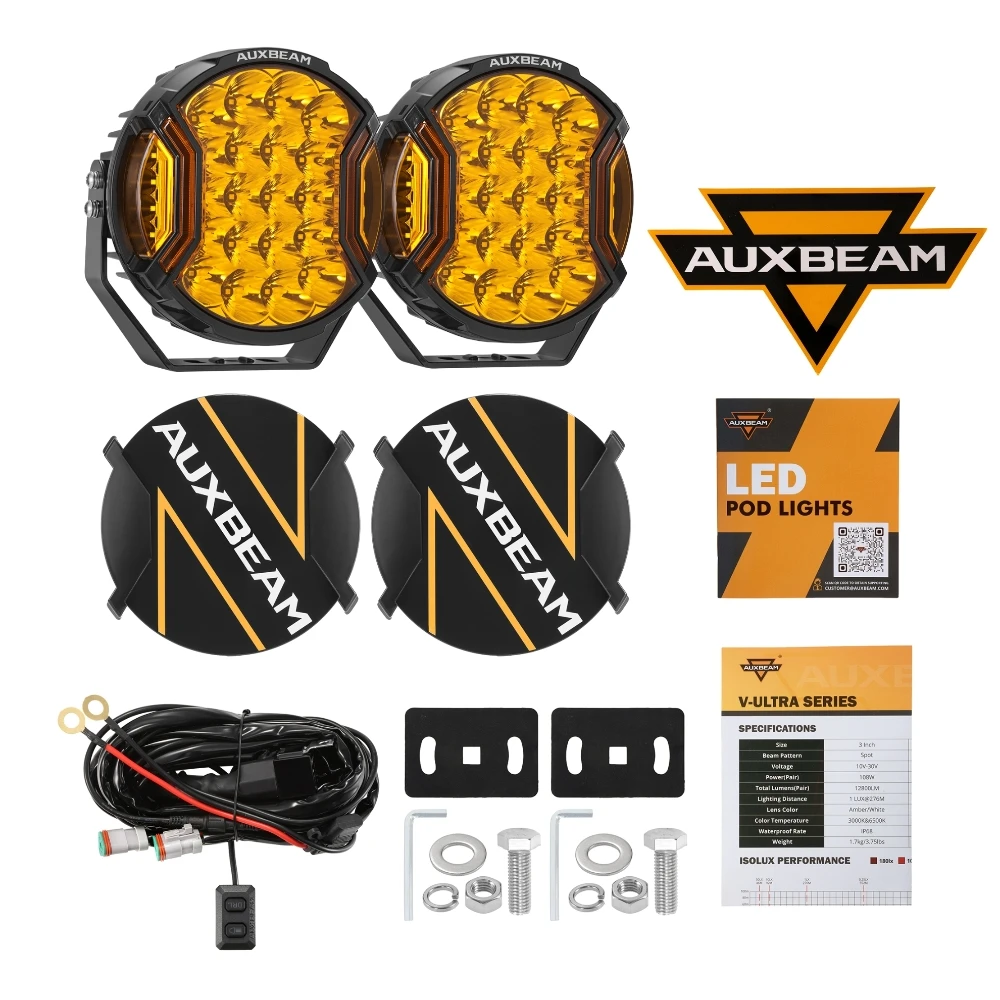 AUXBEAM LED ドライビングライト 3/5/7 インチ スポットフラッドコンボ