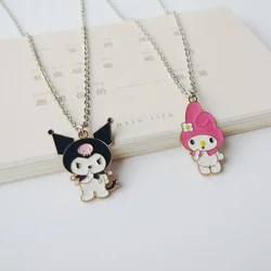 Sanrio-collares con colgante inicial Kawaii para mujer, accesorios con melodía Kuromi Cinnamoroll, regalos para niños y niñas