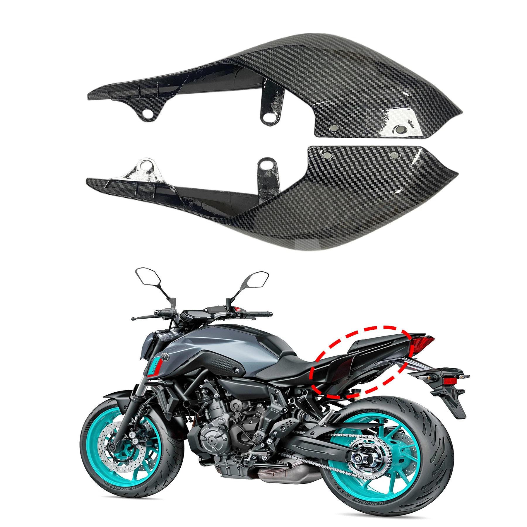 MT07 FZ-07 Motorcycle Tail Fairing Under Seat Panel Side Cover Rear Cowling For YAMAHA MT-07 FZ 07 2021 2022 2023