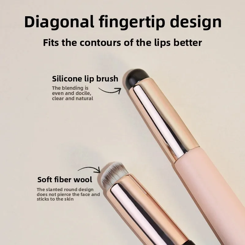 Pincel corretivo de silicone de ponta dupla 2 em 1, aplicador portátil de bálsamo labial com tampa, pincel de maquiagem, ferramentas de beleza