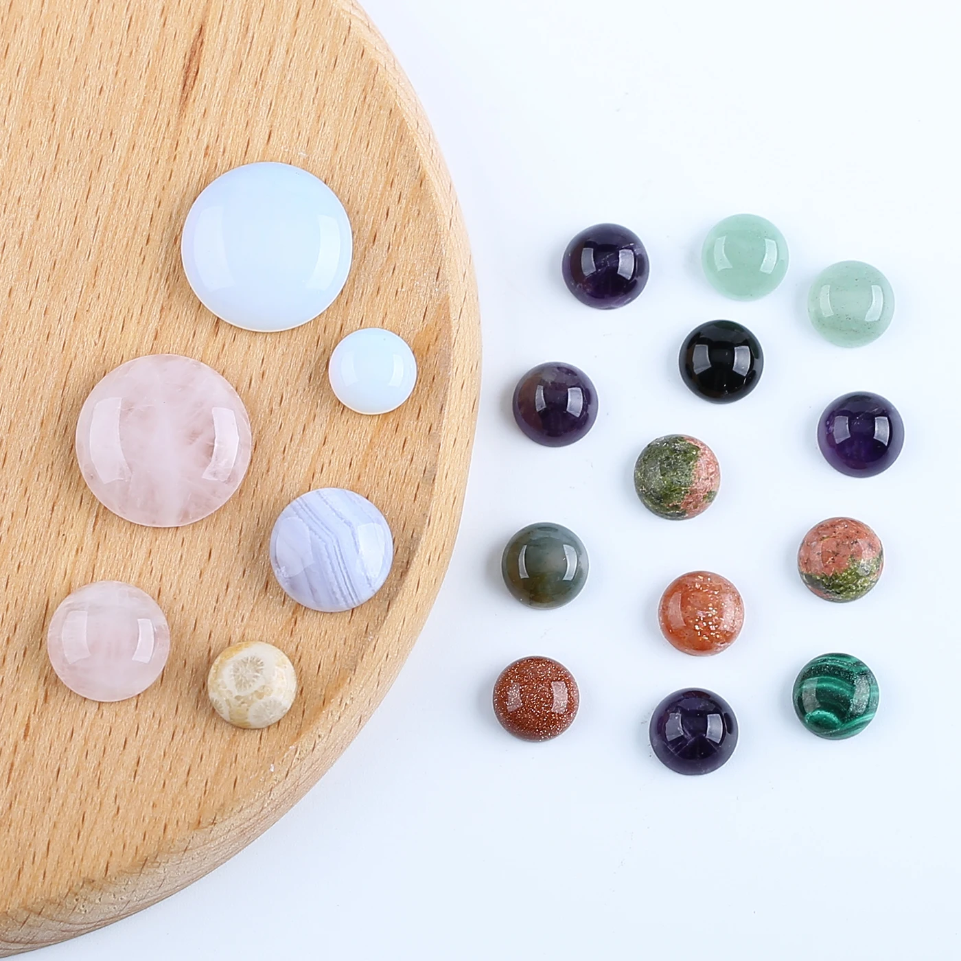 4/6/8/10mm 2PCS Natural Stone Round Flatback Cabochon High Quality Polished for Handmade Jewelry Gemstone DIY Marking,Customized