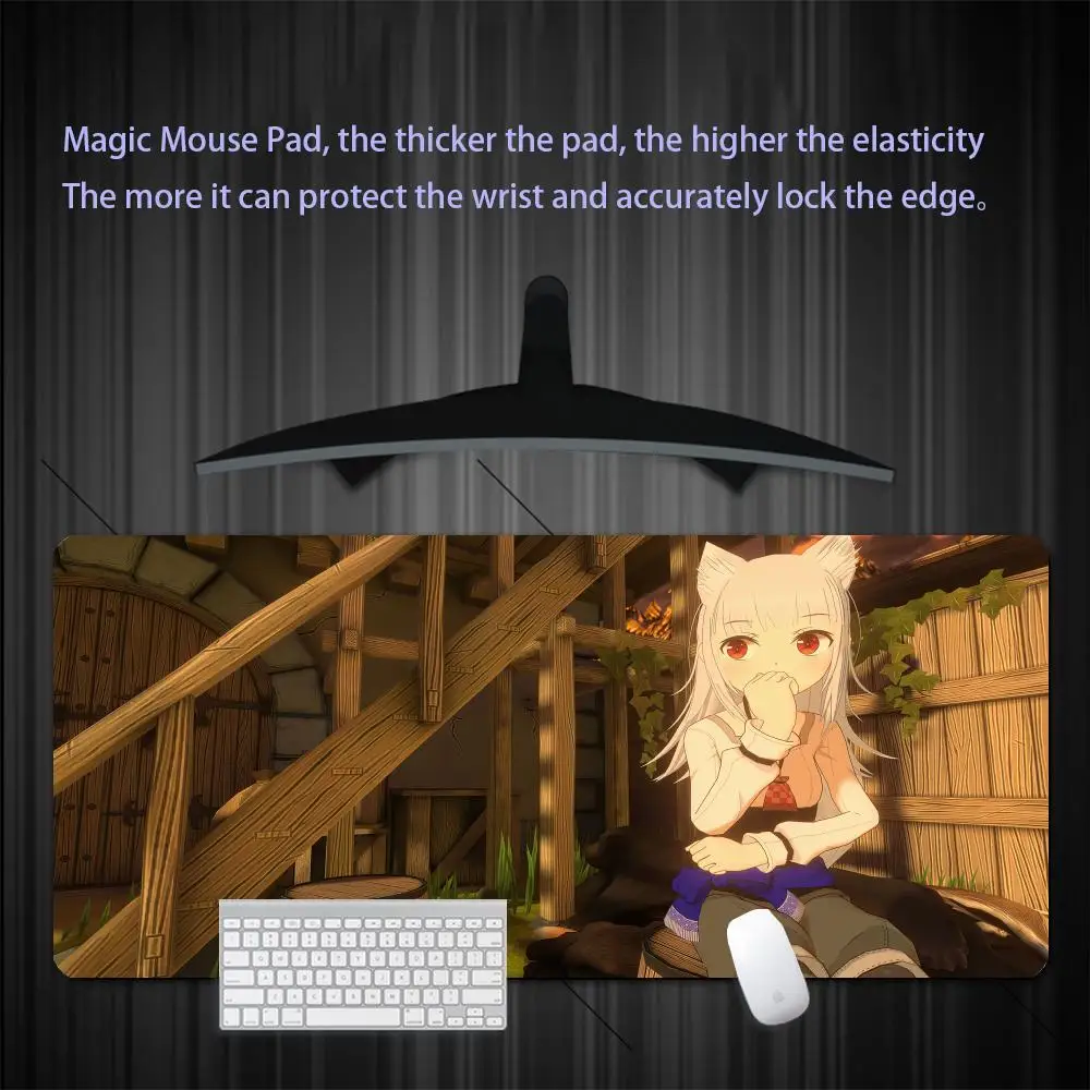 

Gaming Mouse Pad S-Spice and WolfS Japanese Black Table Desk Mat Big Mousepad XXL90x40 Carpet Keyboard Mouse Mats Company100x50