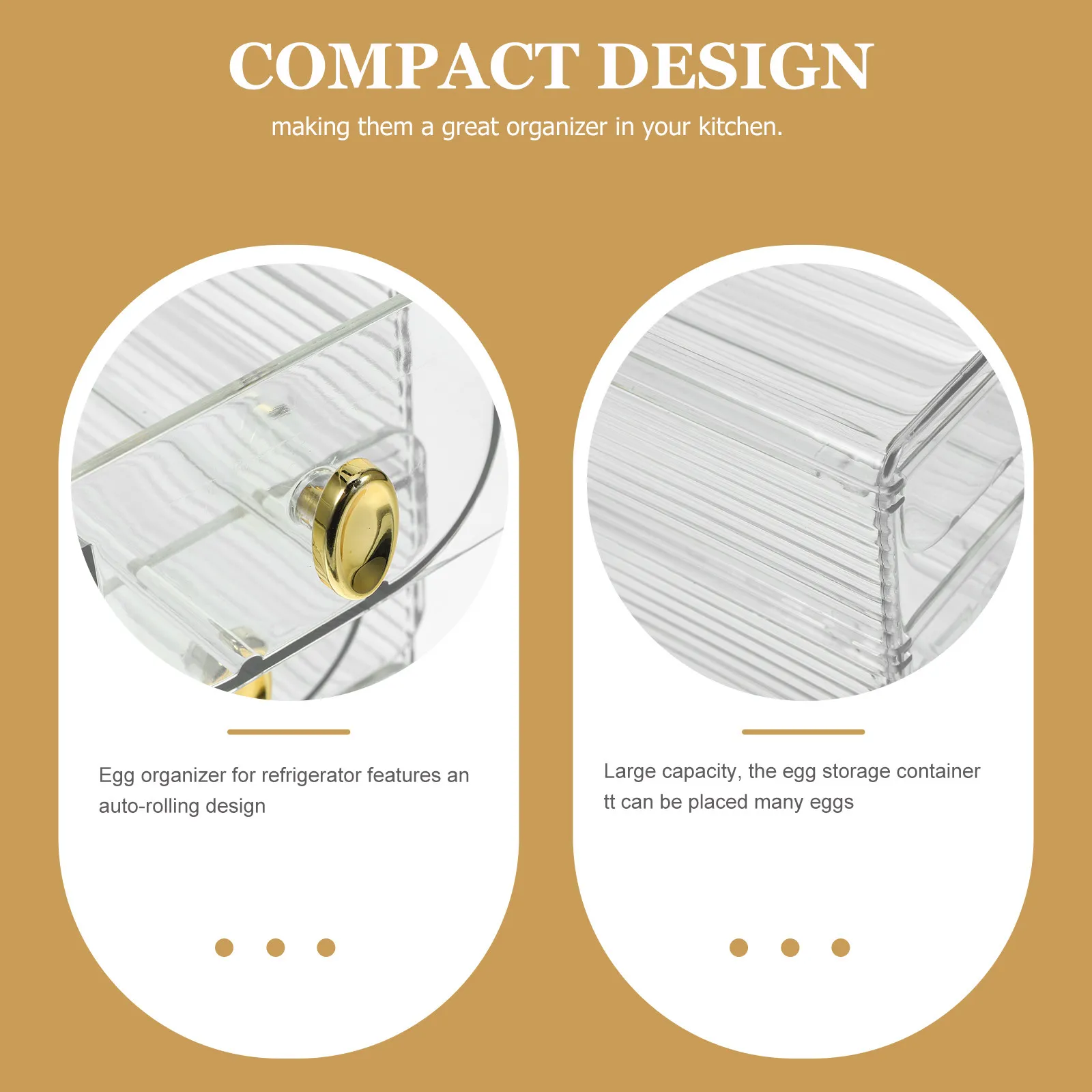 

3 Layer Food Grade Egg Tray Refrigerator Side Door Organizer Auto Rolling Egg Storage Container for Fridge Kitchen Space Saving