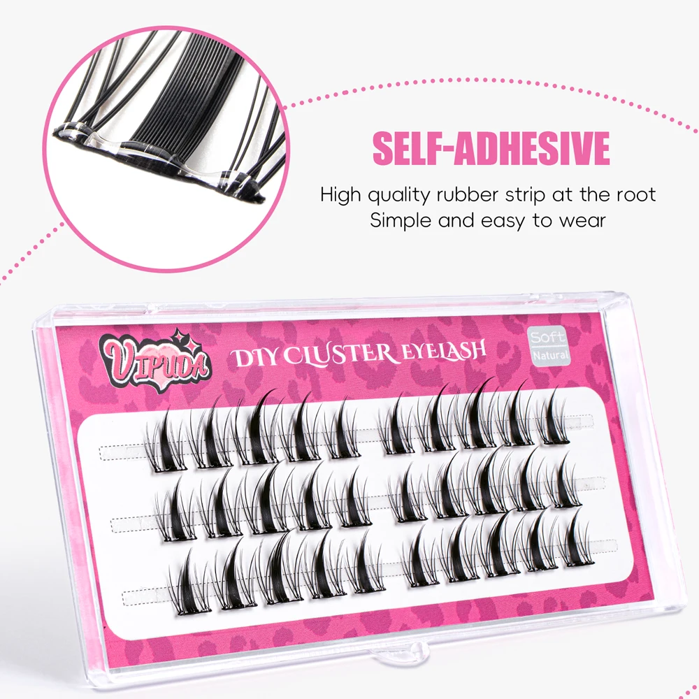 VIPUDA pre adhesive eyelash bundle self-adhesive eyelashes with tweezers for natural eyelashes, DIY eyelashes