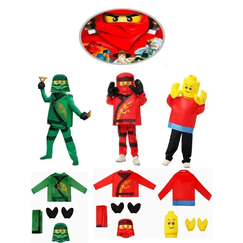 

Anime Game Phantom Ninja Costume Boys and Girls Lego Adult Set Halloween Costumes Performance Phantom Ninja Set One-piece Suit