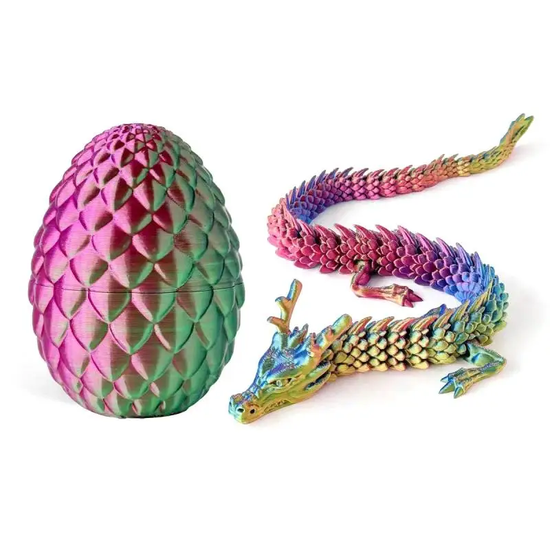 3D Print Movable Jointed Dragon Figurine 30cm With Dragon Egg Desktop Statue For Home Indoor Room Decor Craft Gift